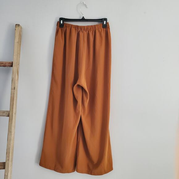 SHEIN Curve Brown Sheer Lightweight Wide Leg Pants Size 0XL - Picture 2 of 7